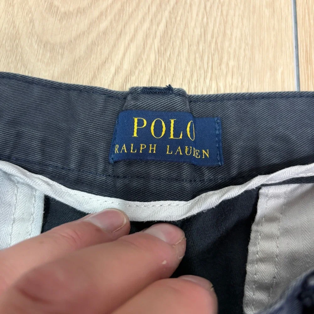 Polo Ralph Lauren Mens Faded Black Chino Shorts Size 32 Cotton Twill Flat Front